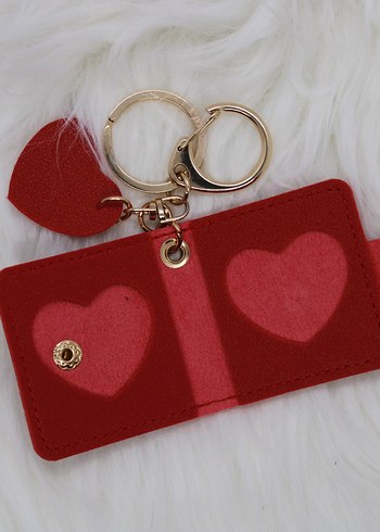 Kırmızı kalp detaylı fotoğraflı kadın anahtarlık - Görsel 3