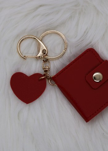 Kırmızı kalp detaylı fotoğraflı kadın anahtarlık - Görsel 2