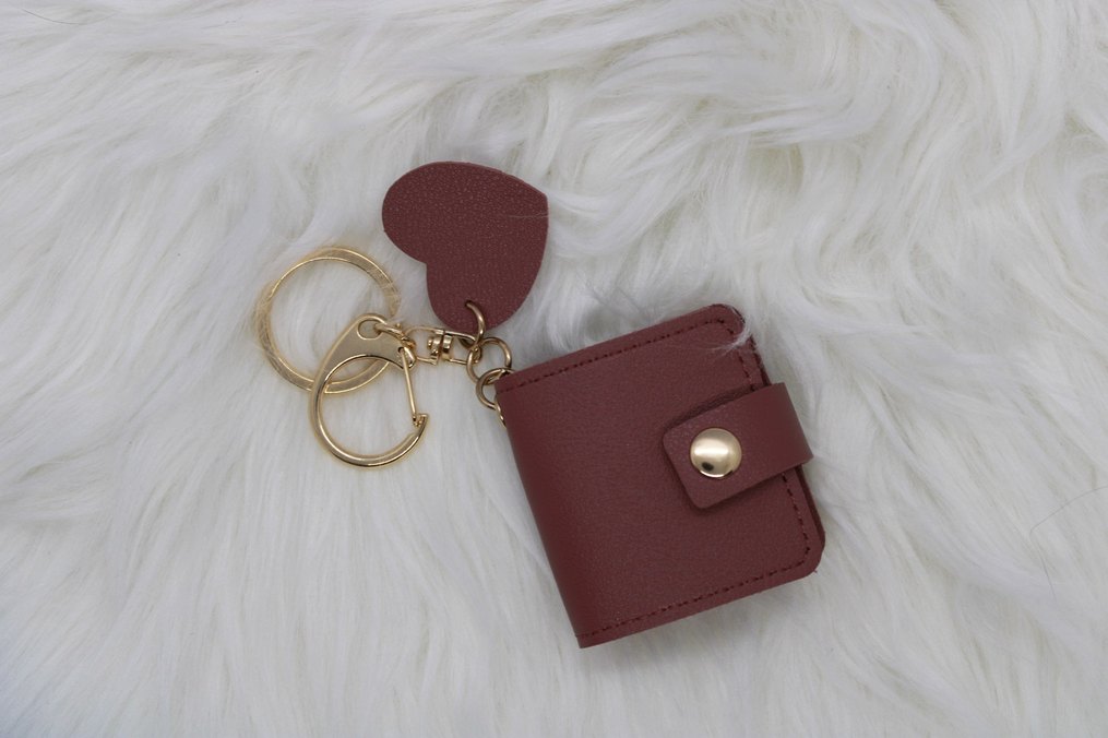 Mürdüm kalp detaylı fotoğraflı kadın anahtarlık - Görsel 2