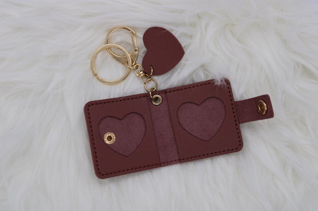 Mürdüm kalp detaylı fotoğraflı kadın anahtarlık - Görsel 3