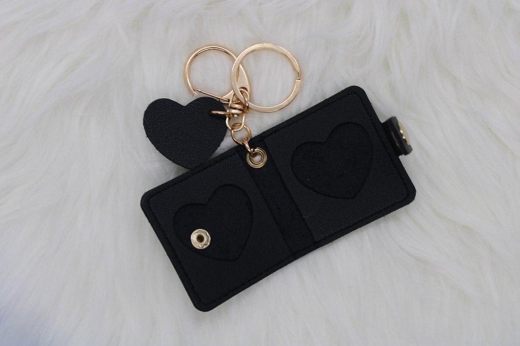 Siyah kalp detaylı fotoğraflı kadın anahtarlık - Görsel 3