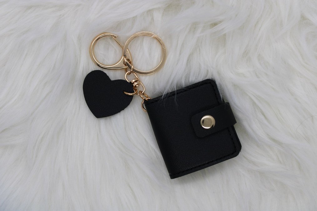 Siyah kalp detaylı fotoğraflı kadın anahtarlık - Görsel 2