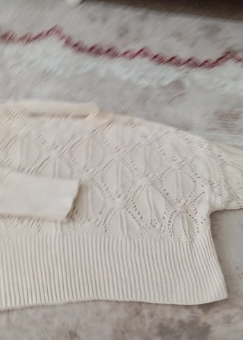 Beyaz Örgü Kadın Kazak - Görsel 2