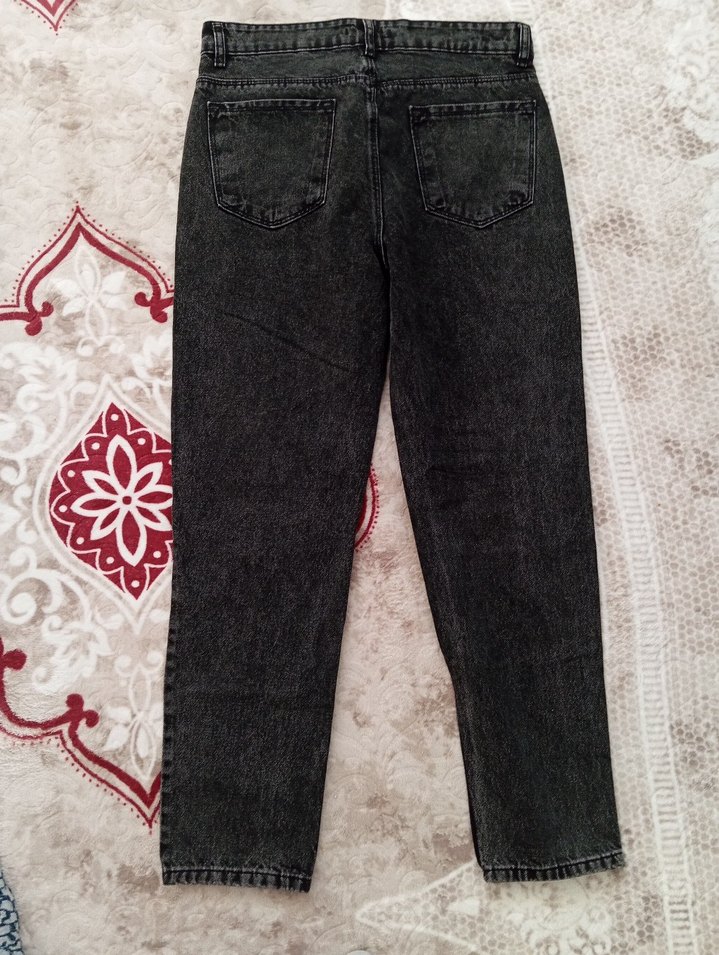 Gri Batik Desenli Bol Kesim Kadın Kot - Görsel 2