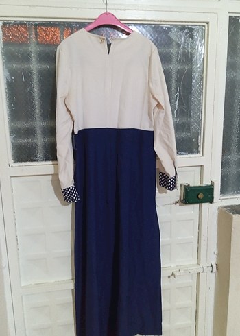 Mavi Beyaz Uzun Kollu Salaş Elbise - Görsel 2