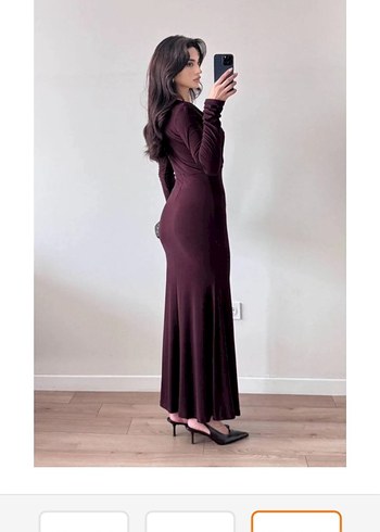 kahve rengi Drapeli Elbise - Görsel 2