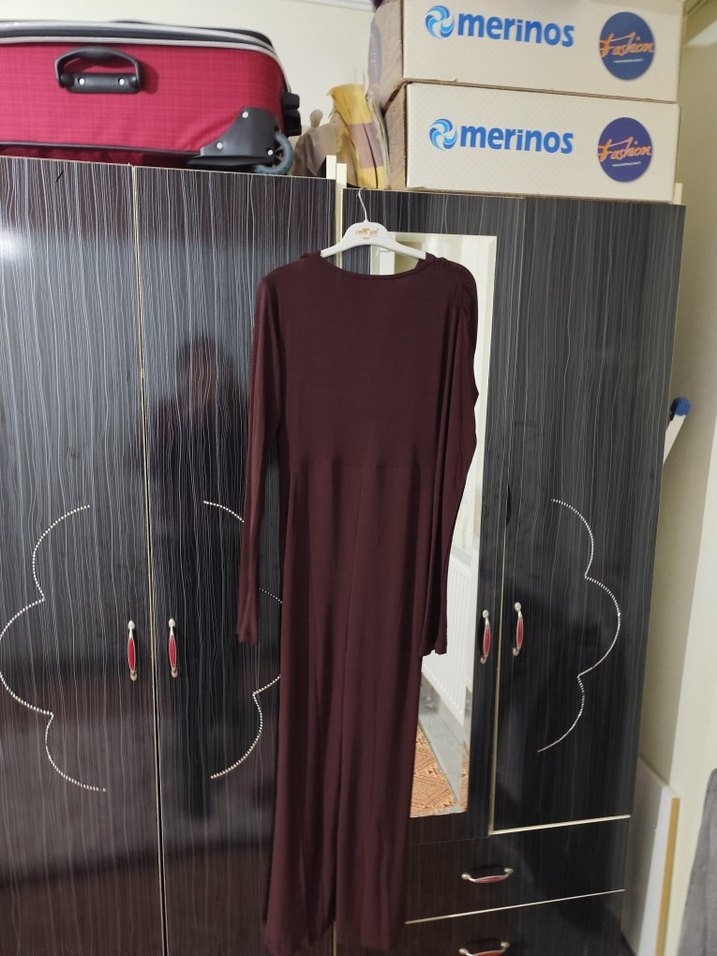 kahve rengi Drapeli  Elbise - Görsel 5