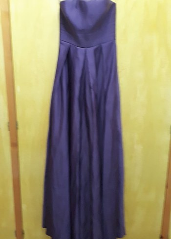 Uzun Mor Straplez Yaka Salaş Kadın Abiye - Görsel 4