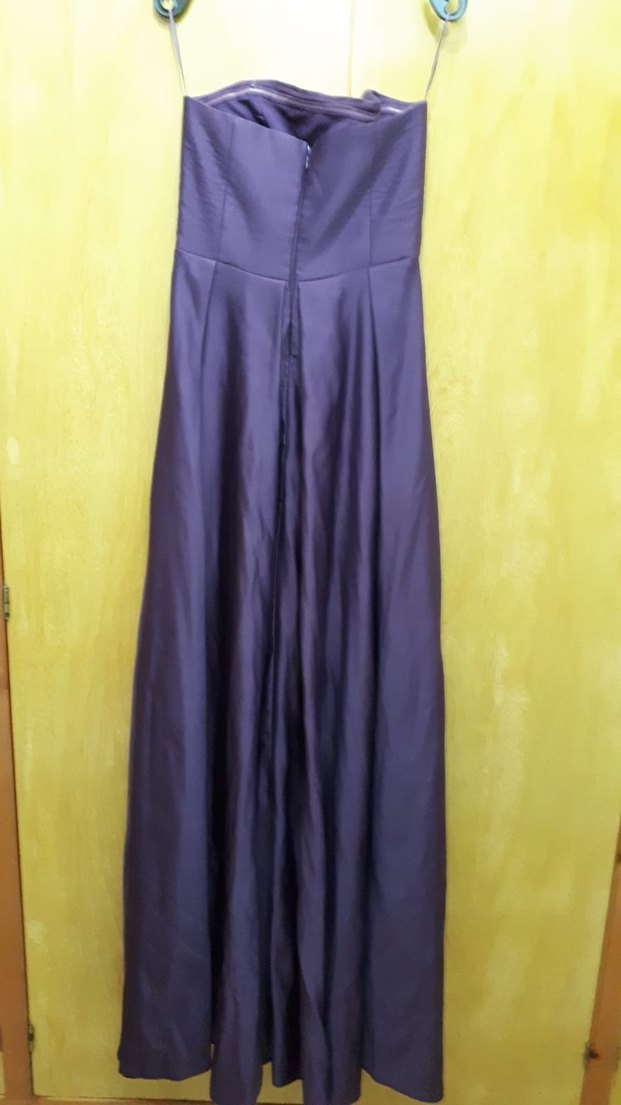 Uzun Mor Straplez Yaka Salaş Kadın Abiye - Görsel 3