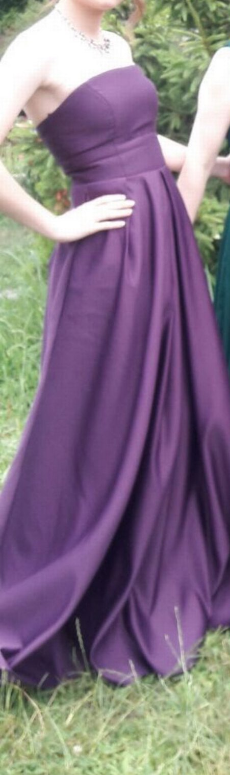 Uzun Mor Straplez Yaka Salaş Kadın Abiye - Görsel 2