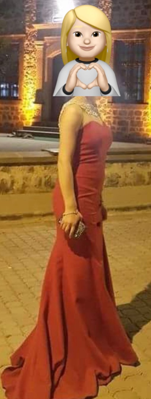 Kırmızı Yaka ve sırt Taş İşlemeli Detaylı Abiye Elbise - Görsel 3