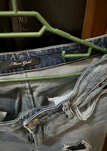 Gri Bol Fit Yırtık Midi Denim Pantolon - Görsel 4