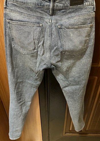 Gri Bol Fit Yırtık Midi Denim Pantolon - Görsel 5