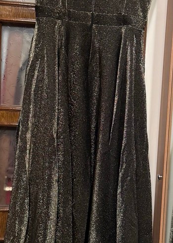 Simli kahverengi Abiye Elbise - Görsel 2