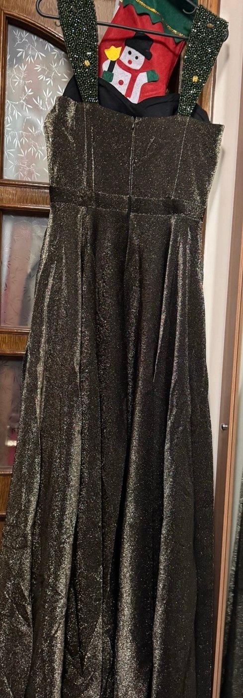 Simli kahverengi Abiye Elbise - Görsel 2