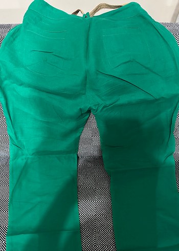 Kadın Yeşil Kemerli Streetwear Kumaş Pantolon - Görsel 4