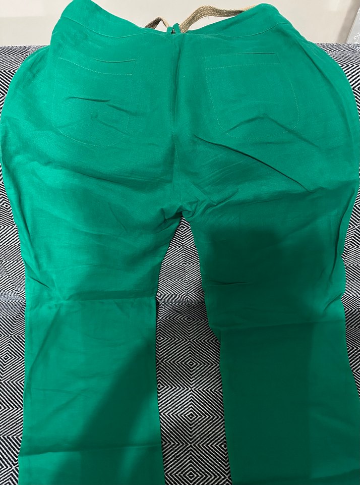 Kadın Yeşil Kemerli Streetwear Kumaş Pantolon - Görsel 4