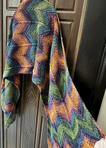 Bohem Çok Renkli Uzun Örgü Şal - Görsel 5