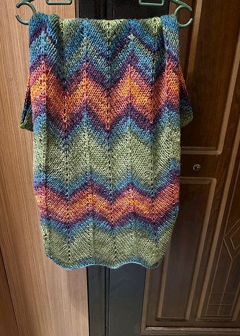 Bohem Çok Renkli Uzun Örgü Şal - Görsel 2