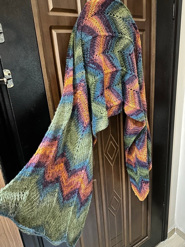 Bohem Çok Renkli Uzun Örgü Şal - Görsel 4