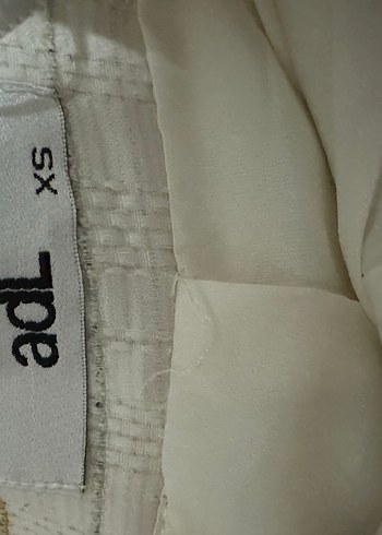 Beyaz Pilili Midi Keten Etek - Görsel 4