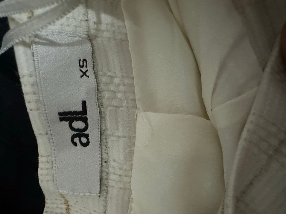 Beyaz Pilili Midi Keten Etek - Görsel 4