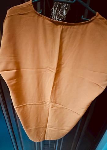 Bej V Yakalı Kısa Kollu Salaş Bluz - Görsel 2