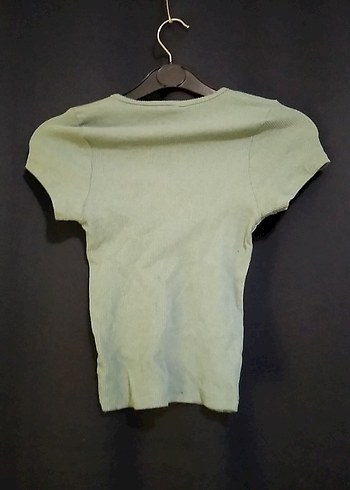 kadın basic yeşil tişört - Görsel 2