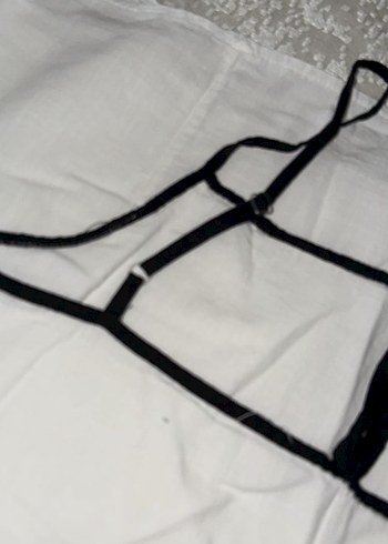 Askılı Beyaz Uzun Hamile elbise L beden keten - Görsel 5