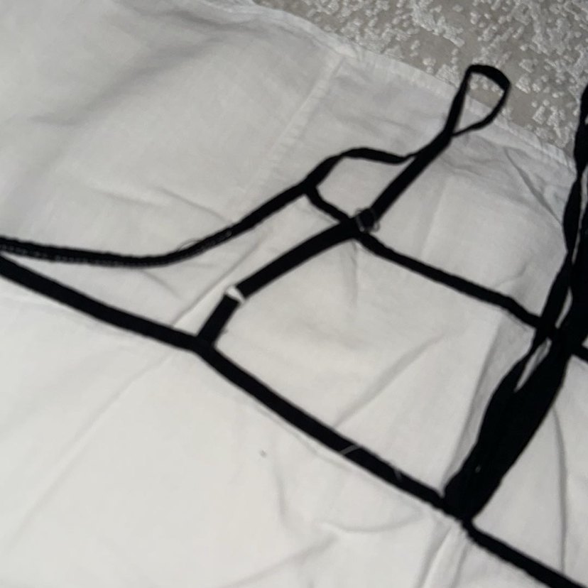 Askılı Beyaz Uzun Hamile elbise L beden keten - Görsel 5