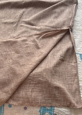 Bej Keten Bohem Salaş Hamile elbise - Görsel 2