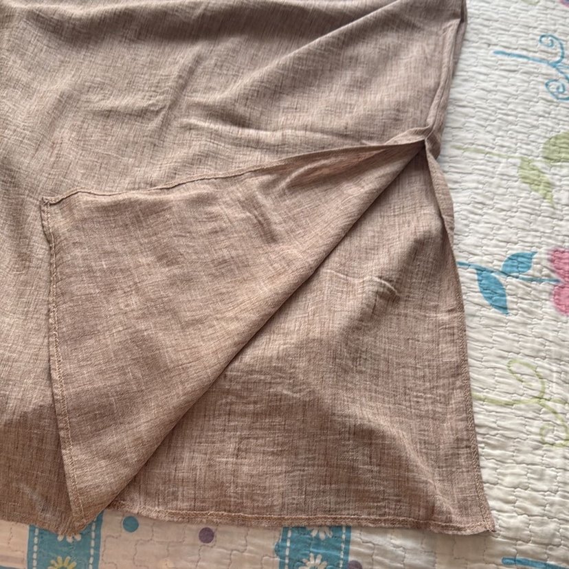 Bej Keten Bohem Salaş Hamile elbise - Görsel 2