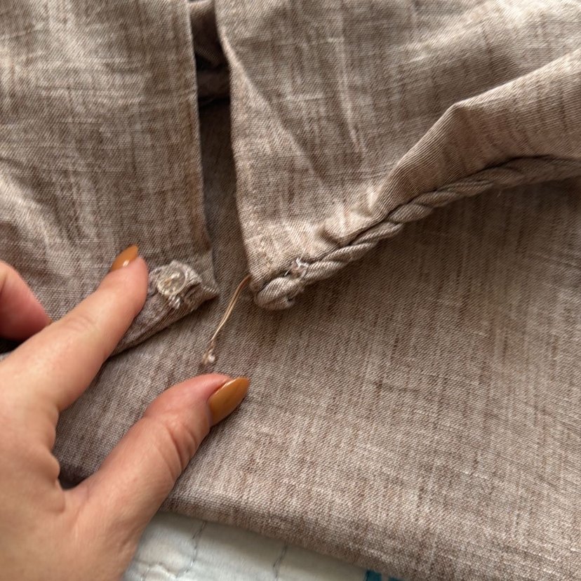 Bej Keten Bohem Salaş Hamile elbise - Görsel 4