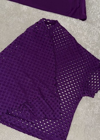 Mor Dantelli Straplez Crop Top - Görsel 5