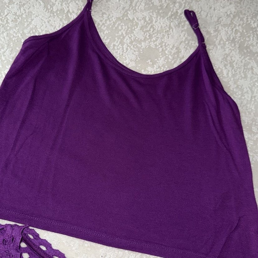 Mor Dantelli Straplez Crop Top - Görsel 4