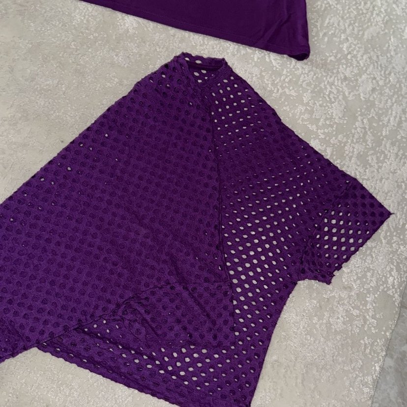 Mor Dantelli Straplez Crop Top - Görsel 5