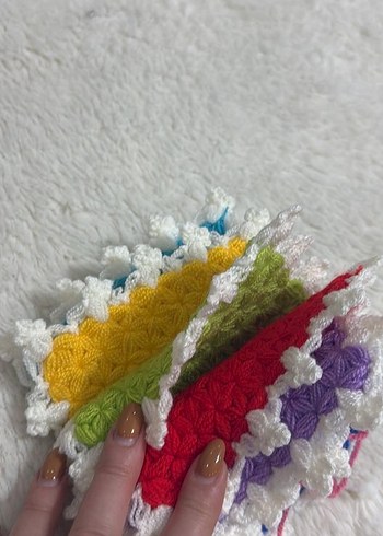 Renkli Örgü Banyo lifi yüz için 6 adet - Görsel 2