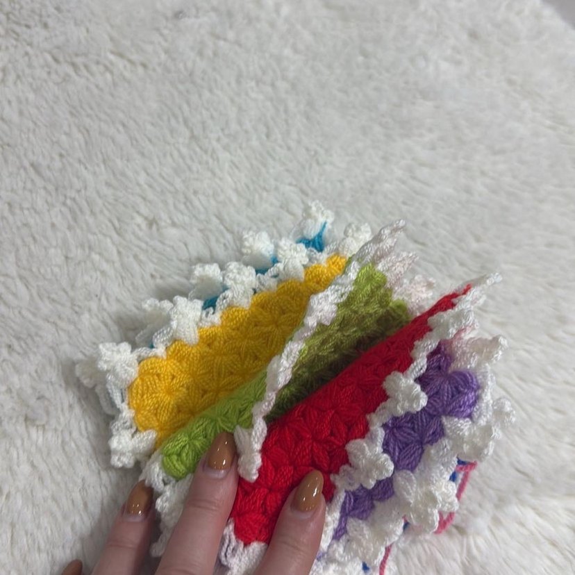 Renkli Örgü Banyo lifi yüz için 6 adet - Görsel 2