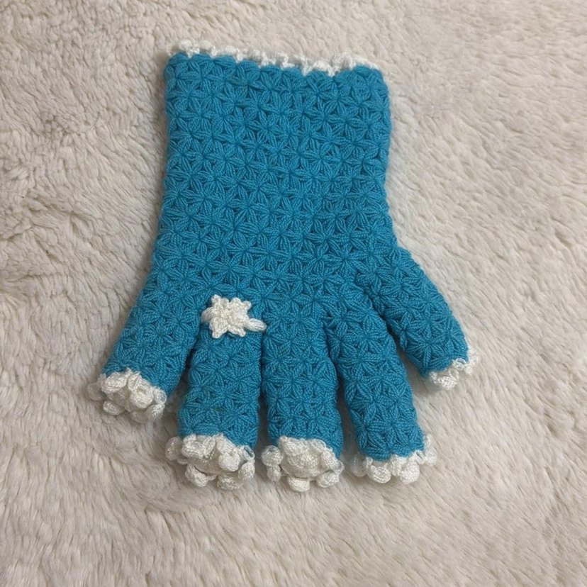 Mavi Örgü Kadın Eldiven lif - Görsel 2