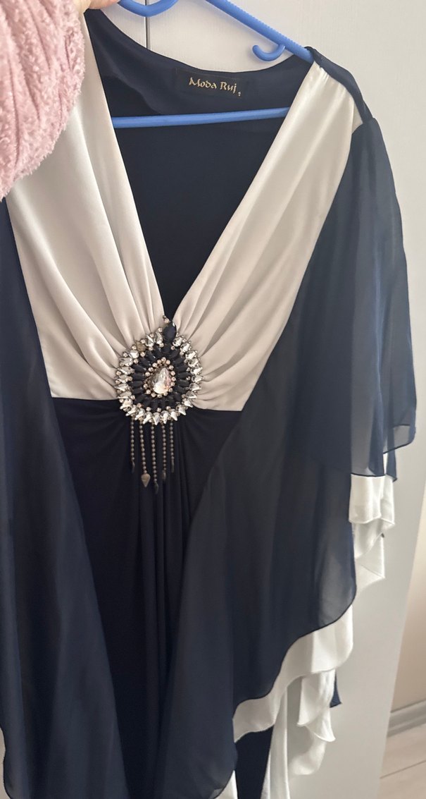 V Yaka Drapeli abiye 40 beden - Görsel 3