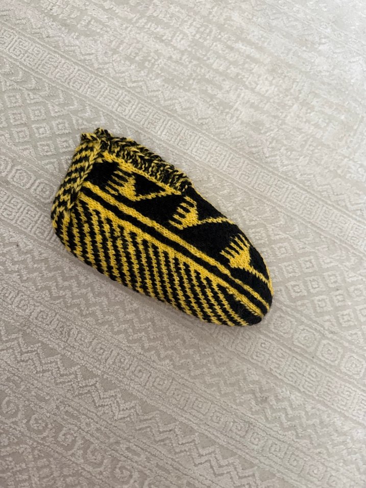 Nakışlı Renkli Sarı patik - Görsel 2