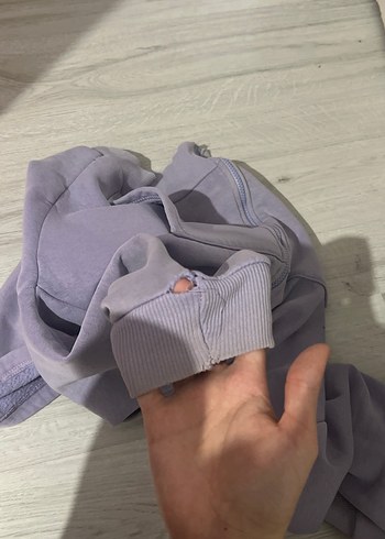 Mor Kapüşonlu Fermuarlı Kadın Sweatshirt - Görsel 3