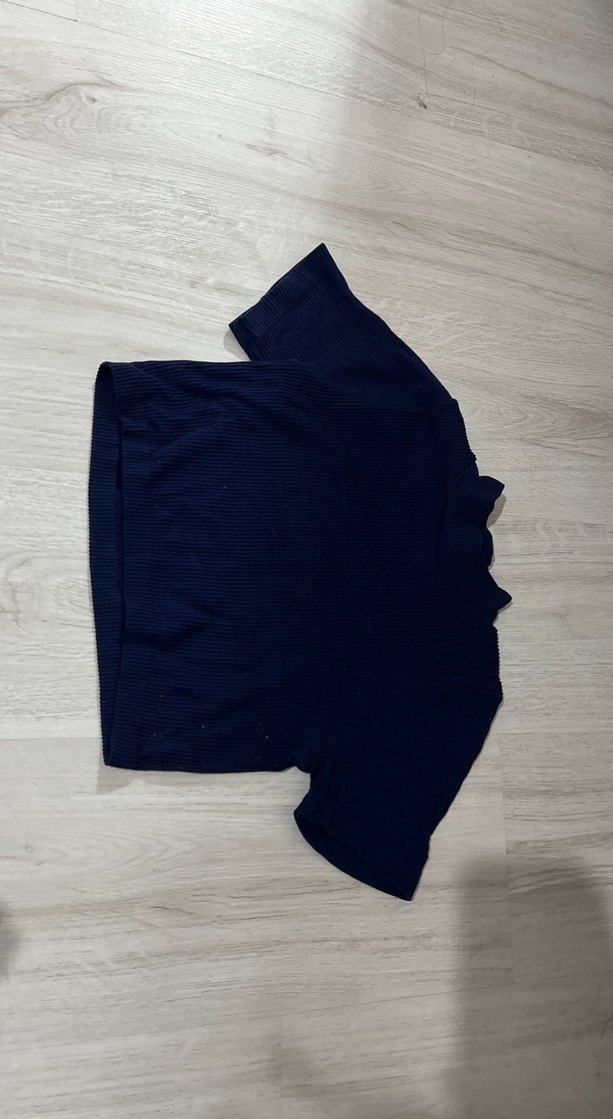 Lacivert çizgili crop - Görsel 2