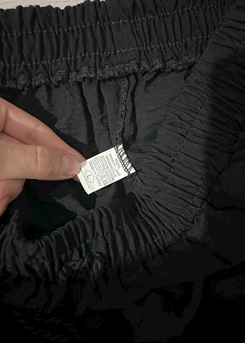 Kadın Siyah Keten Rahat Kesim Pantolon - Görsel 3