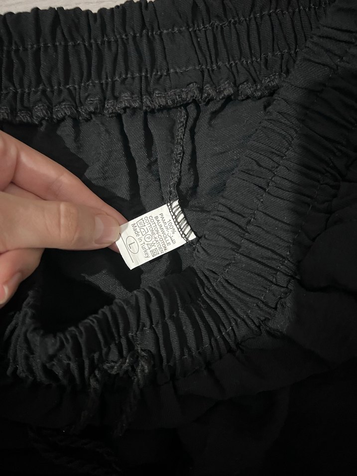 Kadın Siyah Keten Rahat Kesim Pantolon - Görsel 3