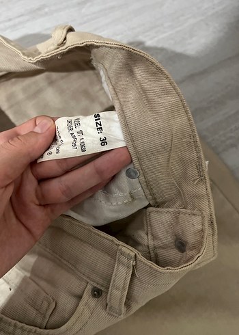 Bej Keten Kadın Pantolon Normal Boy - Görsel 3