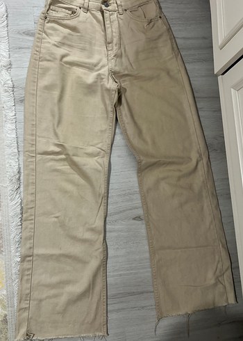 Bej Keten Kadın Pantolon Normal Boy - Görsel 2