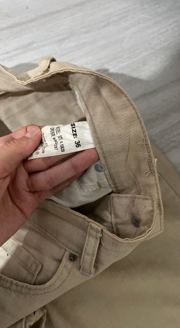 Bej Keten Kadın Pantolon Normal Boy - Görsel 3