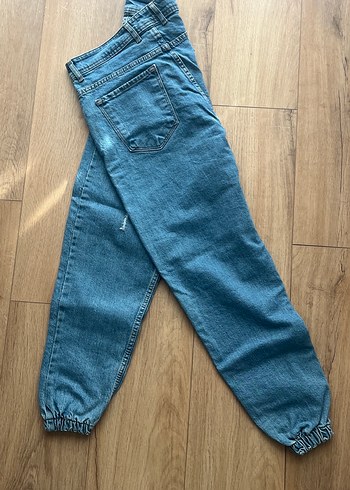 Mavi Parlak Yırtık Detaylı Rahat Kesim erkek Kot Pantolon - Görsel 2