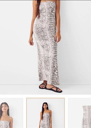 Yılan Desenli Bershka Uzun Elbise - Görsel 2